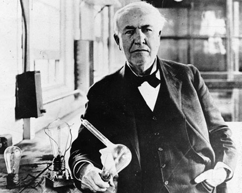 Edison with his light bulb